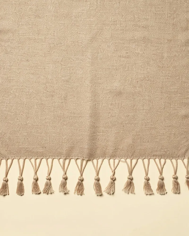Close-up of the Featherweight Cashmere Wrap Scarf in Oatmeal: featherweight cashmere