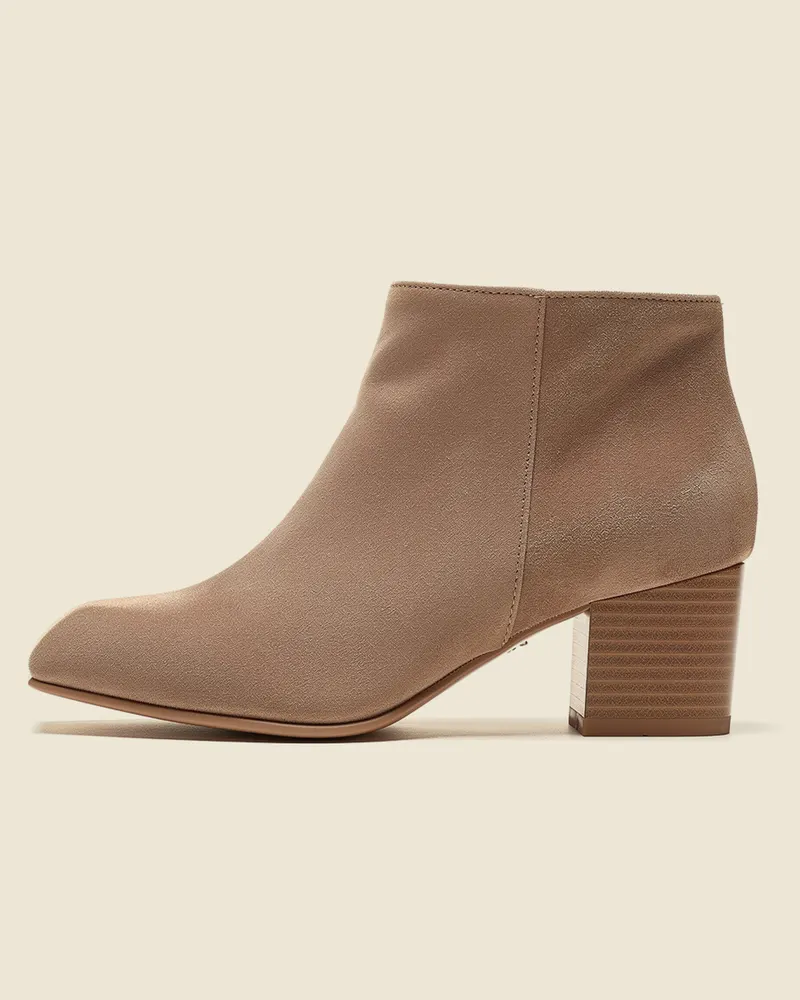 Greta Suede Ankle Boot in Taupe, side profile