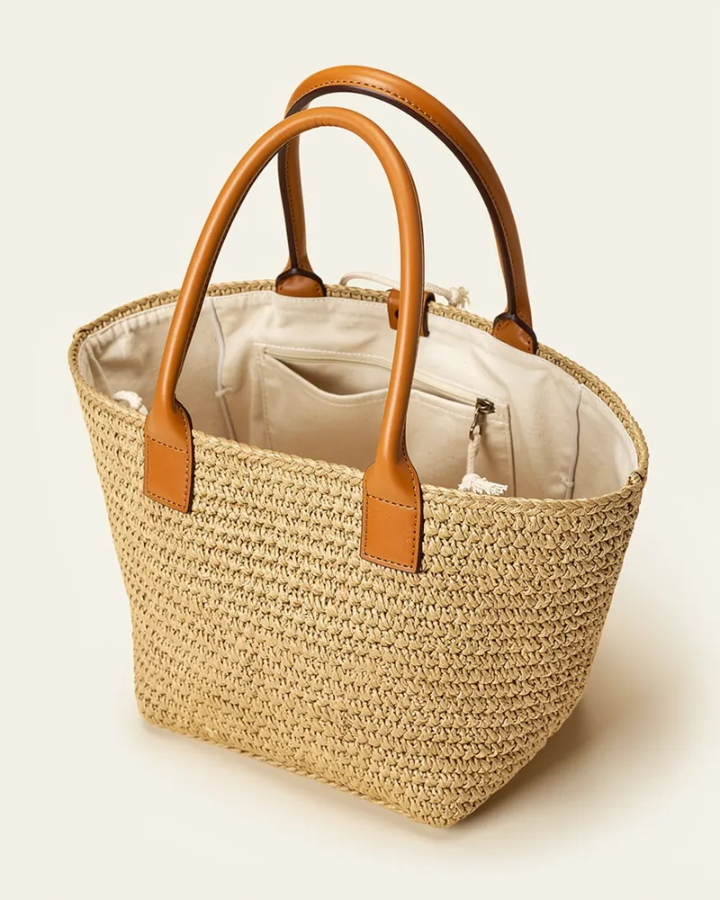 Inside the Raffia Basket Bag in Natural