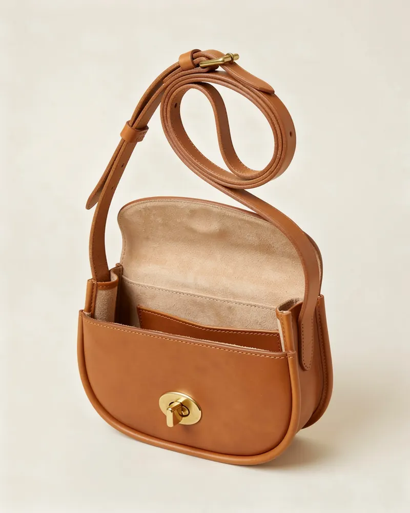 Inside the Sadie Leather Crossbody Bag in Tan